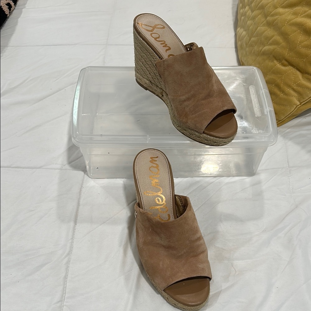 Sam Edelman Brown Suede Wedge Sandals